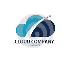 Vector travel beyond cloud online cloud storage logo design