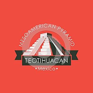 Travel banner with Mesoamerican pyramids in Mexico photo