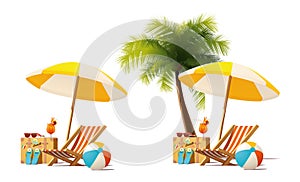 Vector travel and summer beach vacation relax icon