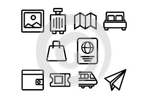 Vector Travel Vacation Holliday Icon Line art style