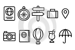 Vector Travel Vacation Holliday Icon Line art style