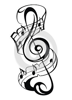 Vector Treble Clef music note icon. Vector illustration