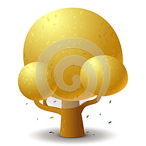 Vector tree in autumn season. Game UI flat. Isolated stock illustration on white background