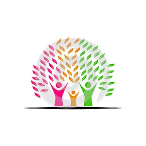 Vector Tree Logo. Family Tree icon. Stock illustration