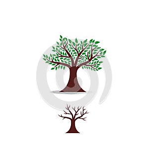 Vector tree logo. Green leaf tree icon. Stock illustration