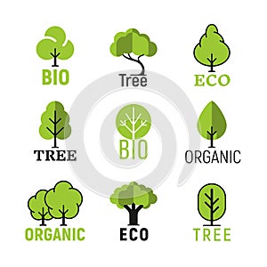 Vector tree organic eco bio logo set