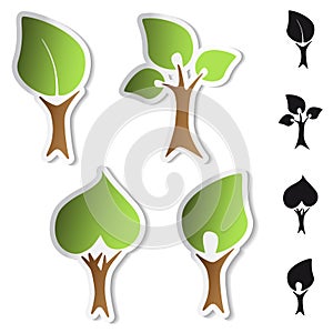 Vector tree stickers - bio symbols