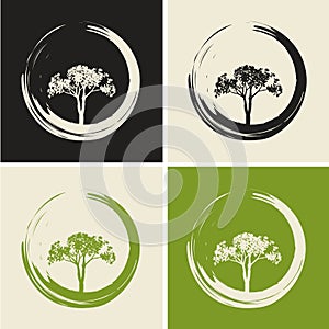 Vector Trees Set Illustration Natural Flat Concept