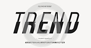 Vector trend font slanted style modern typography