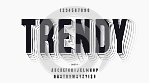 Vector trendy 3d font black modern typography