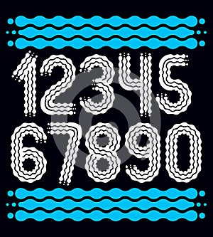 Vector trendy, cool numbers collection. Rounded bold numerals fr