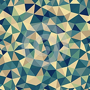 Vector trendy low poly seamless pattern. Teal and beige polygonal background