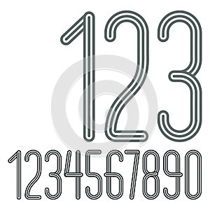 Vector trendy numbers collection. Retro condensed numerals from 0 to 9 best for use in poster creation. Created using triple