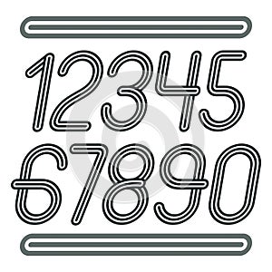Vector trendy numbers collection. Retro italic numerals from 0