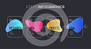 Vector trendy step by step infographics design. Linear and neomorphism