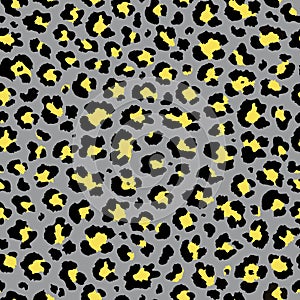 Vector trendy yellow and gray colors leopard seamless pattern. Abstract ornament
