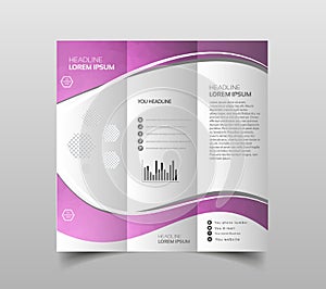 Vector of tri-fold brochure design templates with modern polygonal background on white. Modern triangle presentation template. Bus