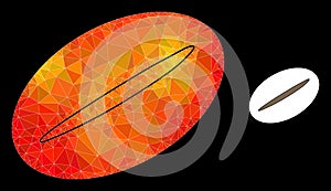 Vector Triangle Filled Coffee Bean Icon with Orange Colored Gradient