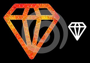 Vector Triangle Filled Diamond Icon with Flame Gradient