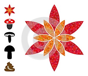 Vector Triangle Filled Flower Icon and More Icons