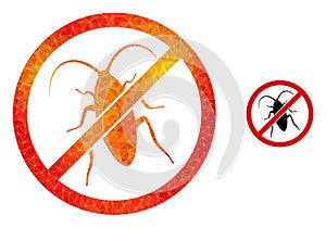 Vector Triangle Filled Forbidden Cockroach Icon with Orange Colored Gradient