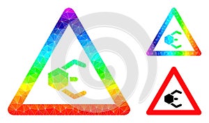 Vector Triangle Filled Nanobot Warning Icon with Spectrum Gradient