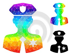 Vector Triangle Filled Police Patrolman Icon with Rainbow Gradient