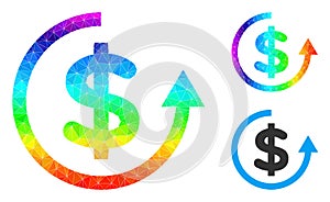 Vector Triangle Filled Refund Icon with Spectrum Gradient