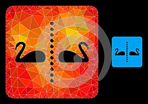 Vector Triangle Filled Separate Swans Icon with Flame Gradient