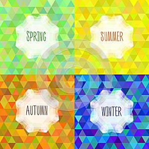 Vector triangular backgrounds on the theme of the four seasons of the year