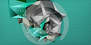 Vector triangular 3d geometric shapes background, modern poster design