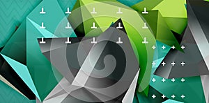 Vector triangular 3d geometric shapes background, modern poster design