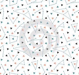 Vector triangular space background with constellations. Hipster seamless pattern with space.