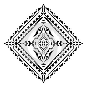Vector tribal black and white decorative pattern. Aztec ornamental style