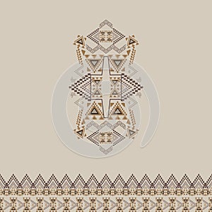 Vector tribal decorative pattern with border for design and fashion. Aztec ornamental style