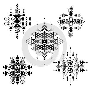 Vector Tribal ethnic ornament. Aztec decor elements. Design isolated on pastel background. Native motifs Flat decor elements. Perf