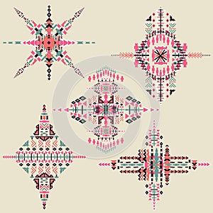 Vector Tribal ethnic ornament. Aztec decor elements. Tribal elements design isolated on pastel background. Flat decor elements. Pe