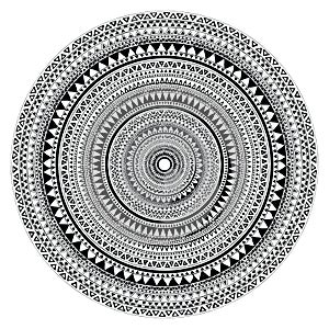 Vector tribal folk aztec geometric pattern in circle photo