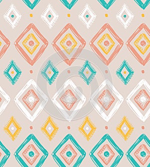 Vector tribal seamless pattern with rhombuses.