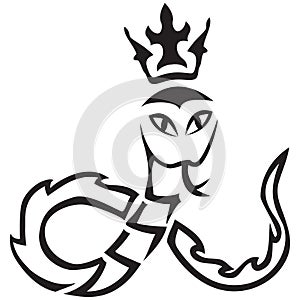 Vector tribal. A snake with a crown