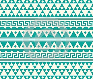 Vector Tribal Teal and White Ethnic Pattern Illustration