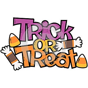 Vector Trick or Treat Candy Halloween Phrase Illustration