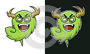 Cartoon horned monster troll character in glasses photo