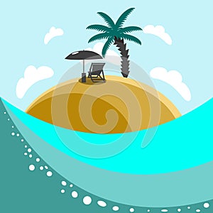 Vector tropical beach and ocean