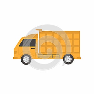 Vector truck, delivery transport service on white background. Flat design creative transportation icon featuring small size moving