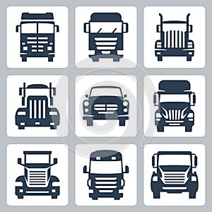 Vector trucks icons set: front view photo