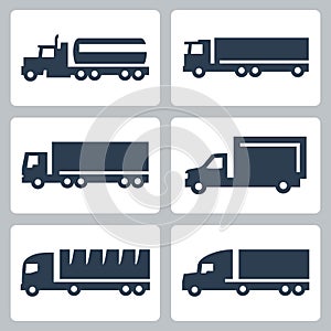 Vector trucks icons set, side view