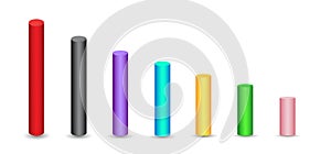 Vector tubes set with gradients and shadow for game, icon, package design, logo, mobile, ui, web, education. 3D