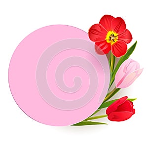 Vector Tulips with Round Label