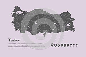 Vector Turkey country map province or distict